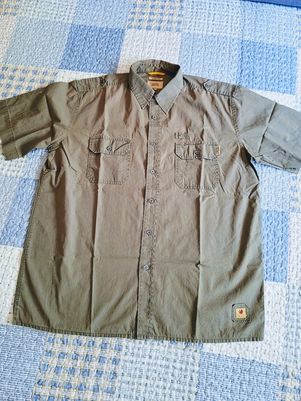 EUC Camel Active XXL Men's Short-Sleeve Button-Front Shirt - Olive Green
